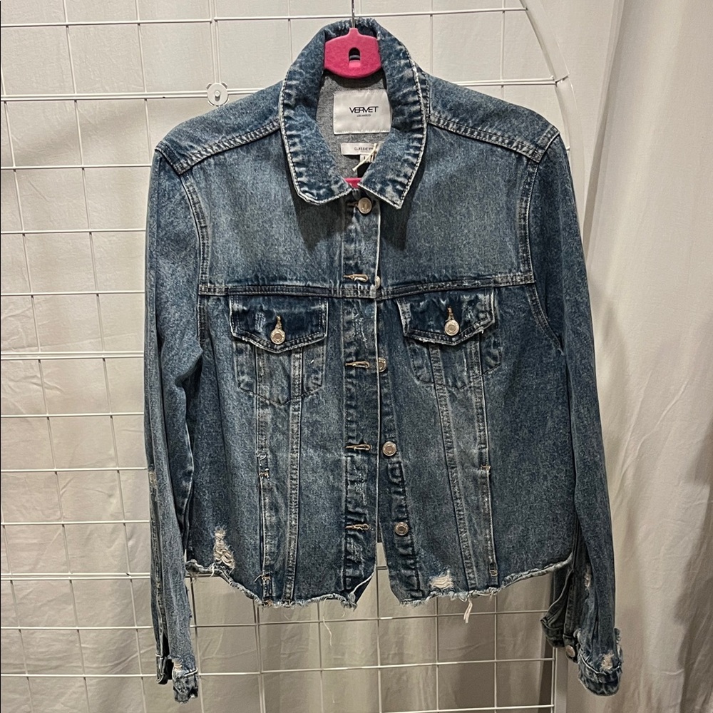 Vervet Los Angeles. Distressed 4 pocket Jacket. NWT Size L Classic Fit